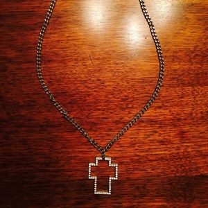 Rhinestone Cross Chain Necklace